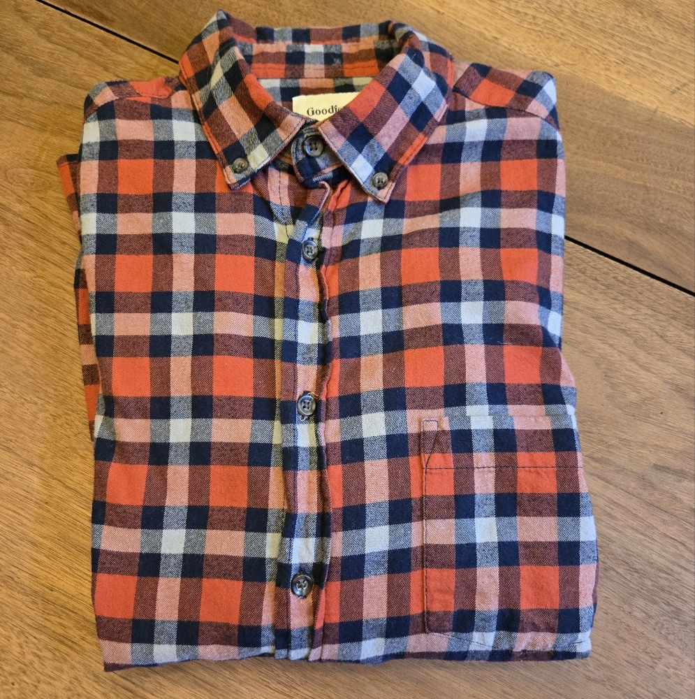 Goodfellow & Co Men's Casual Red and Blue Check Shirt